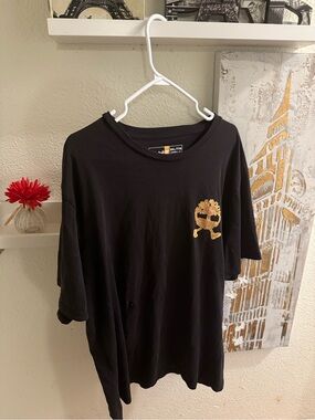 Timberland Black Short-Sleeve Tee with Gold Tree Emblem